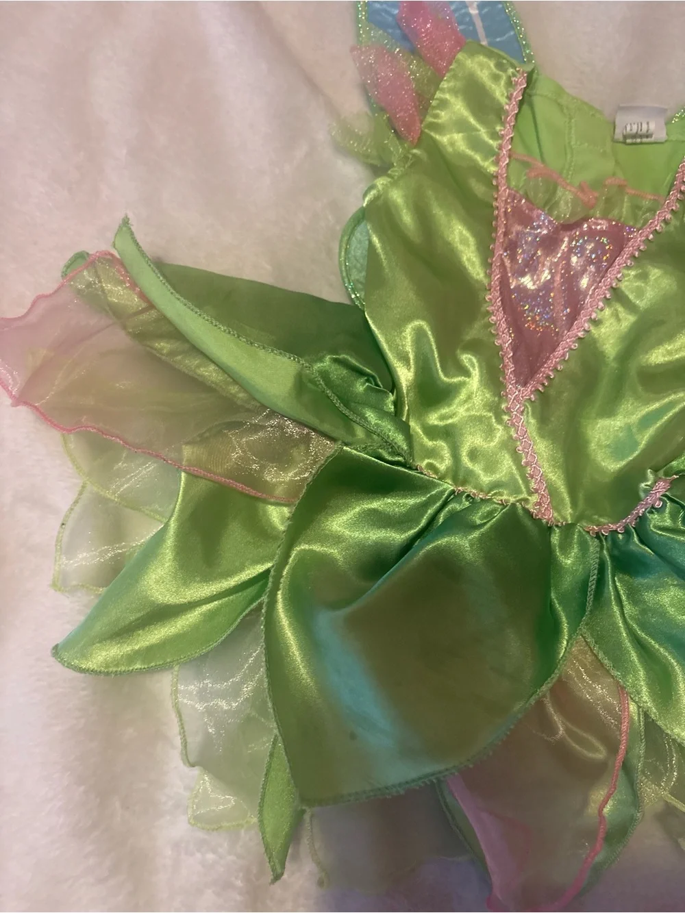 Disney Green and Pink Fairy Dress Costume with Blue Wing Accents - Picture 6 of 16